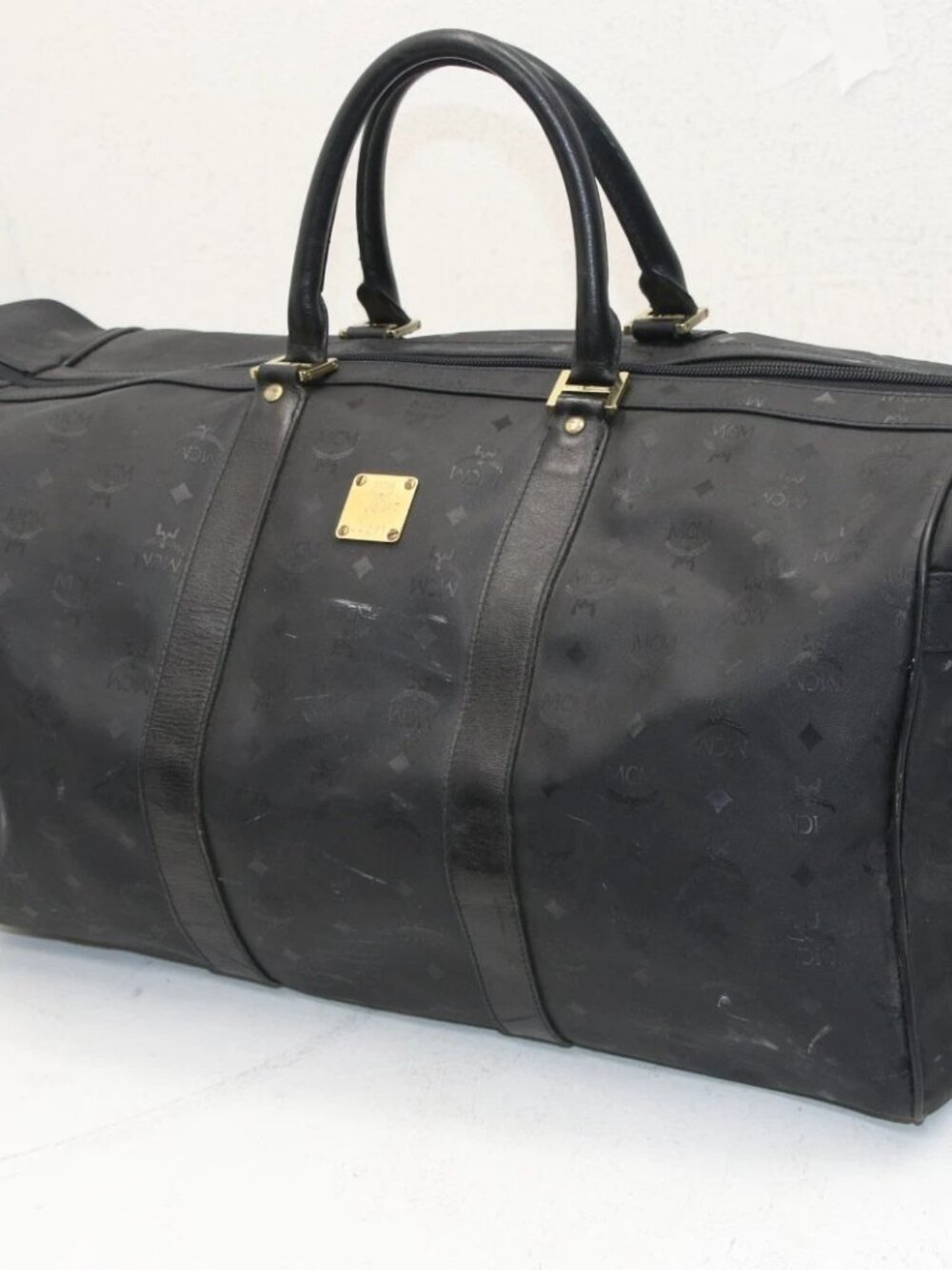 MCM Monogram Visetos Duffle Travel Bag - Black/Gold